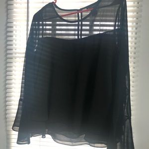 Black sheer & solid shirt.